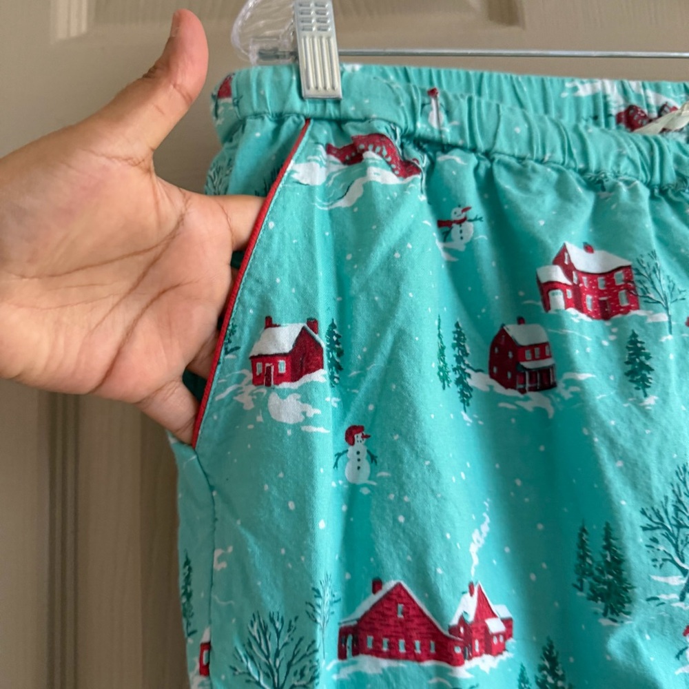 Printfresh Teal Holiday Print Pajama Set with Red Accents - Picture 6 of 13